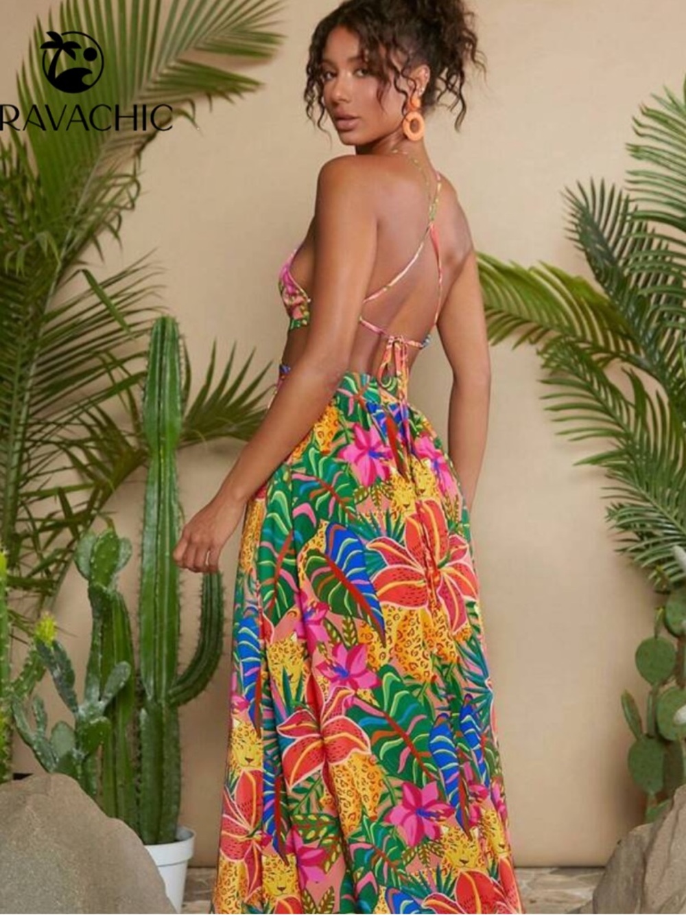 SHEIN Tropical Cutout Maxi Dress - Picture 2 of 8